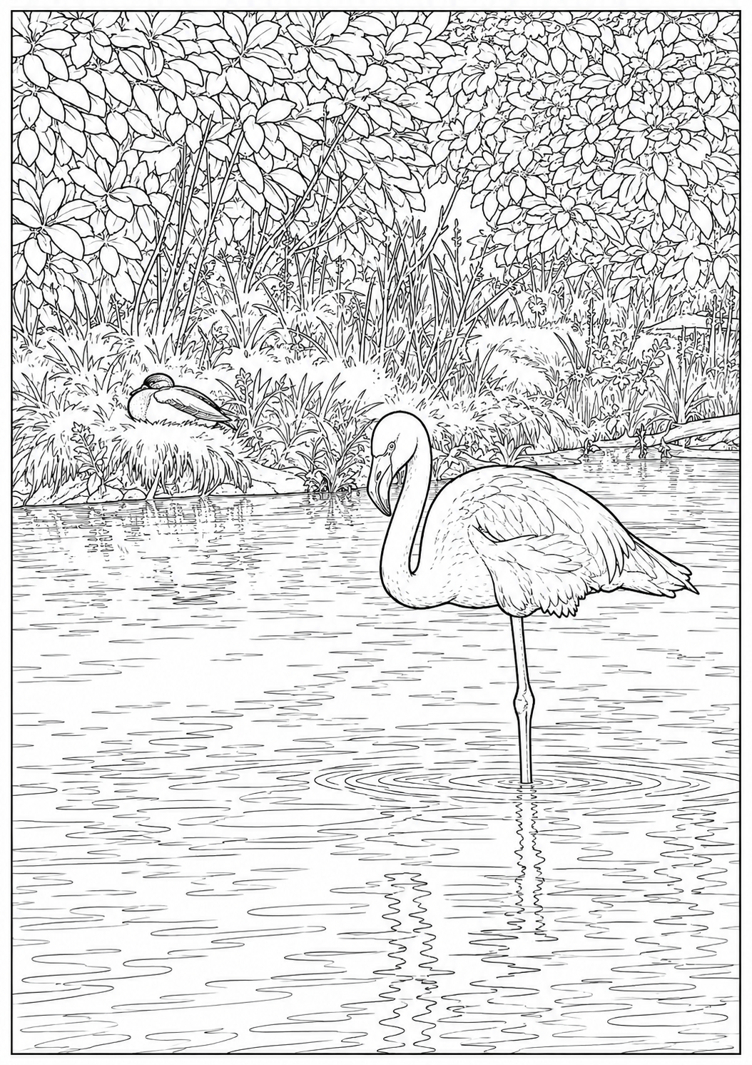 Flamingo Detailed Colouring Page