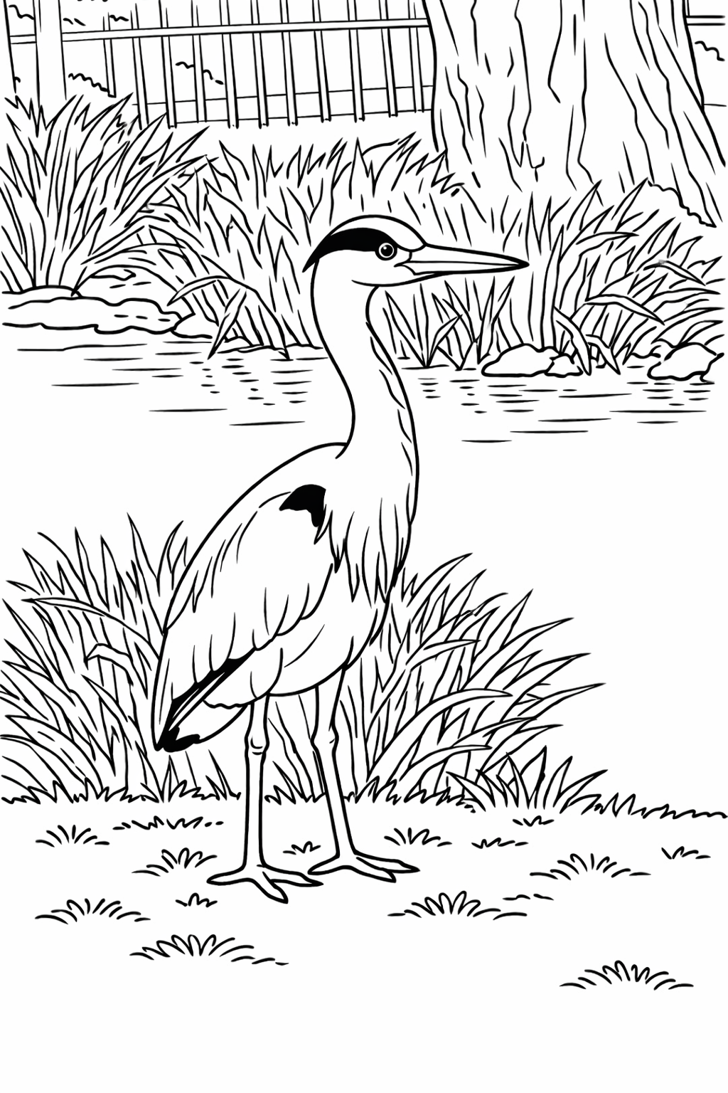 Heron Detailed Colouring Page