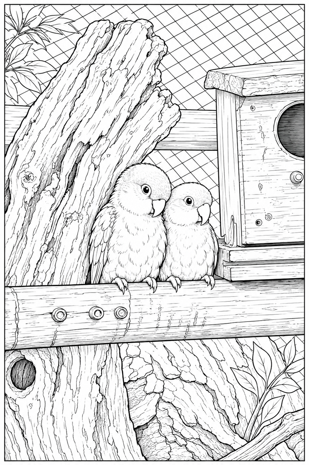 Lovebirds Detailed Colouring Page
