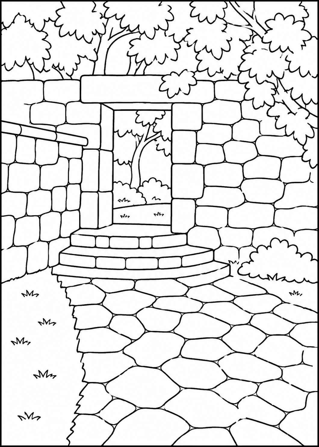 Path to Doorway Easy Colouring Page