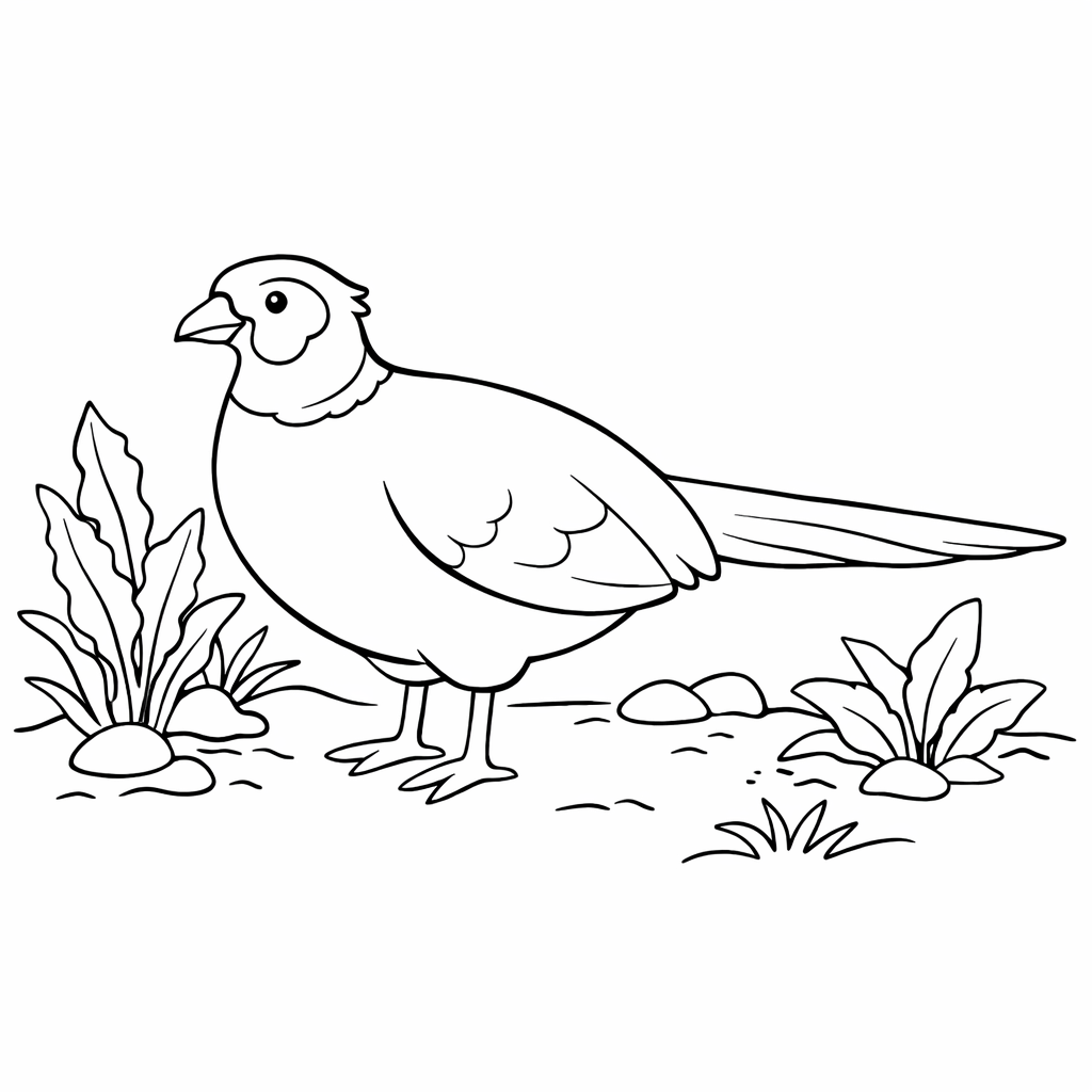 Pheasant in the Wild Easy Colouring Page