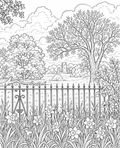 Spring Countryside with Daffodils and ruin
