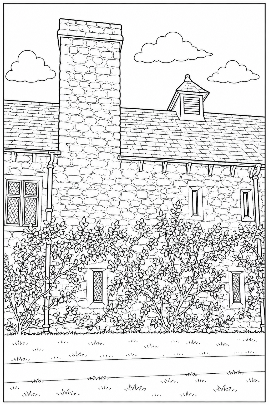 Stone Building with Climbing Vines