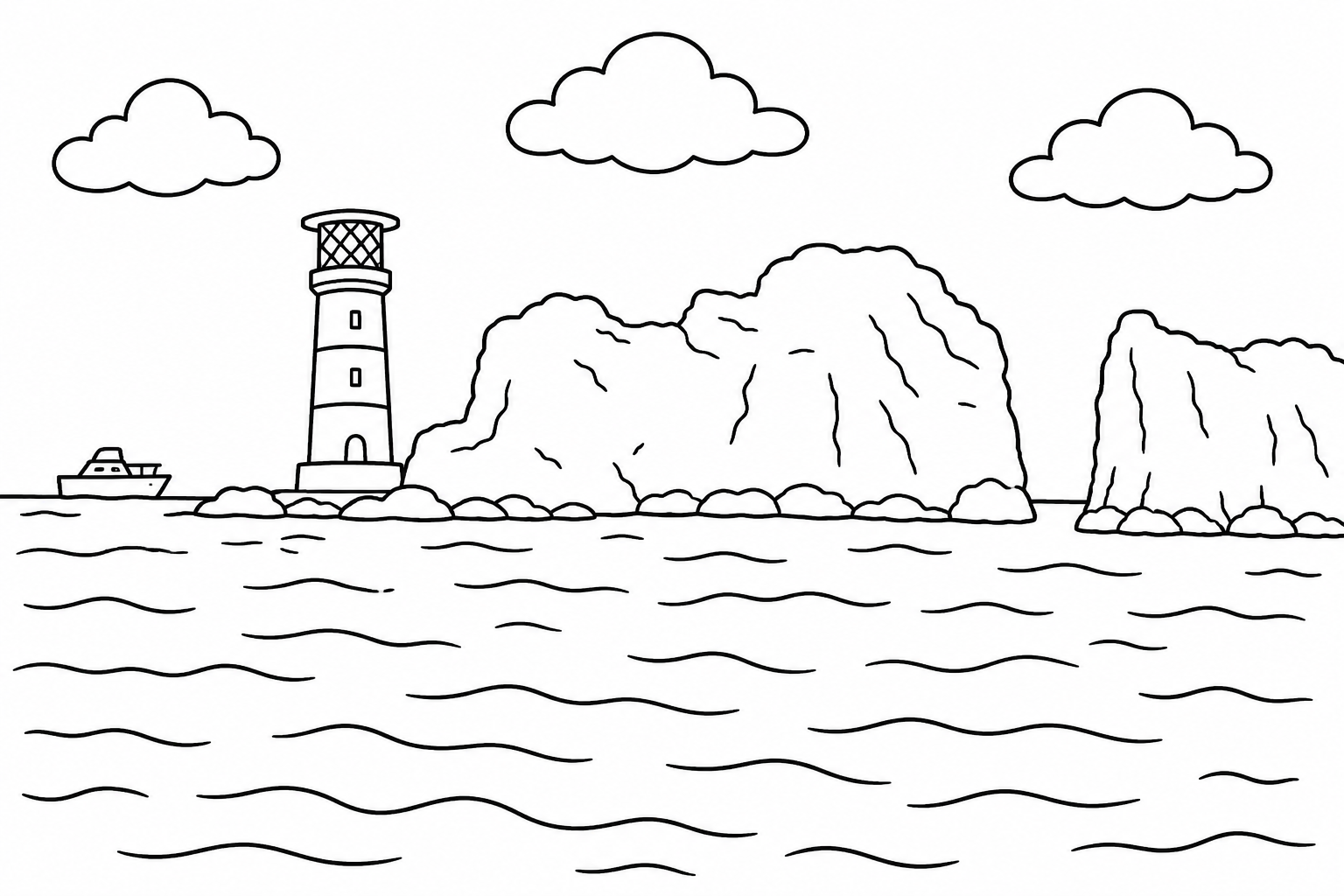 The Lighthouse Easy Colouring Page