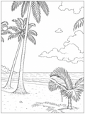 Tropical Beach Detailed Colouring Page