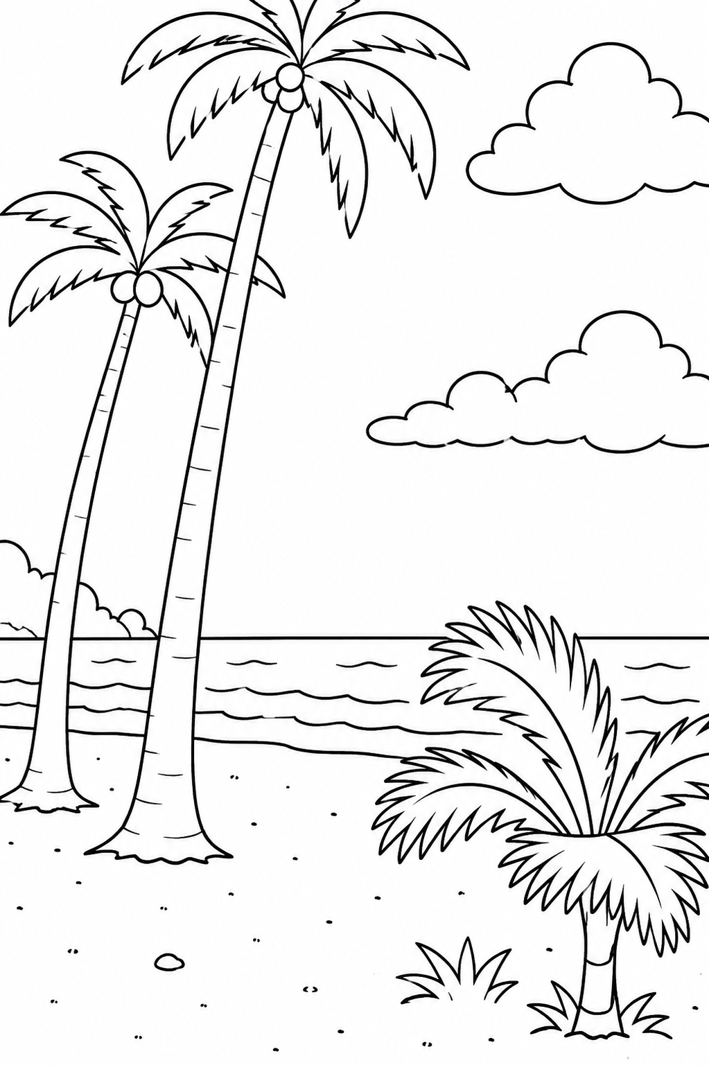 Tropical Beach Easy Colouring Page